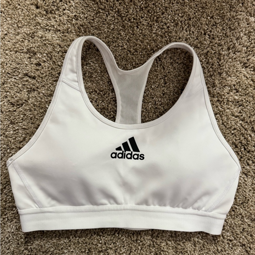 Adidas Women's White and Black Sports Bra Size M